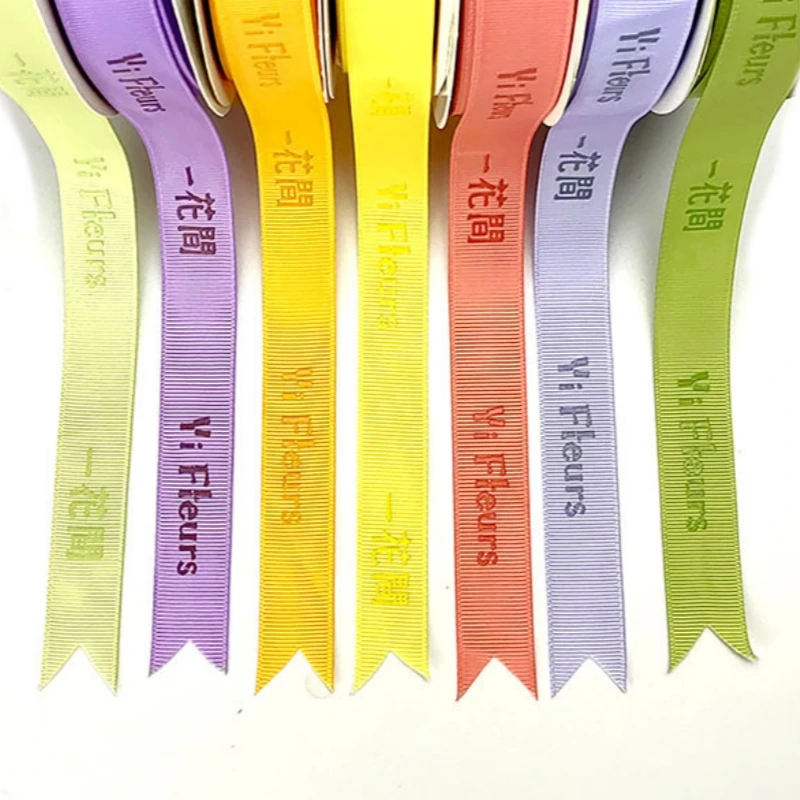 Luxury Customized Branded Ribbon Printing Polyester Colorful Grosgrain Ribbons With Logo Ribbon Decorative Florist Gift