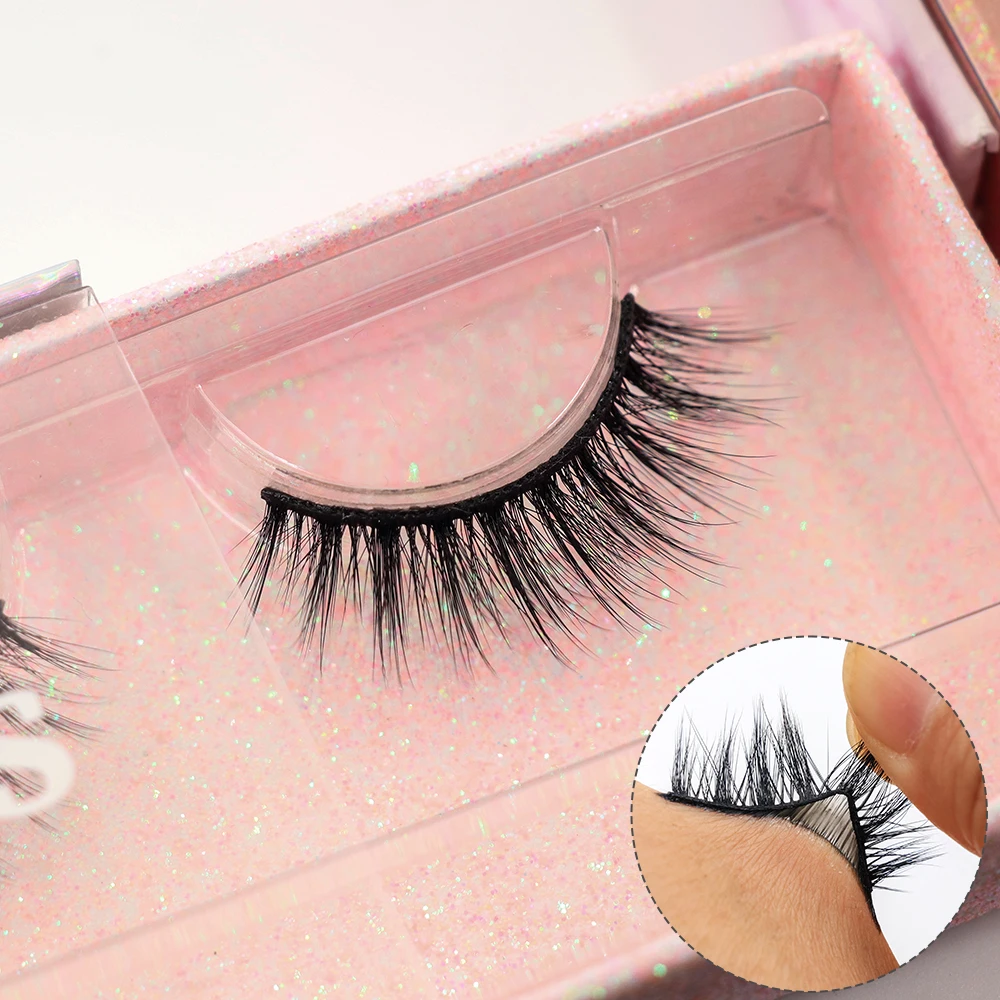 Wholesale Self-Adhesive Press-On Faux Mink Lashes Waterproof 20mm Thick Eyelashes in Colorful Styles Available 10mm 16mm Lengths
