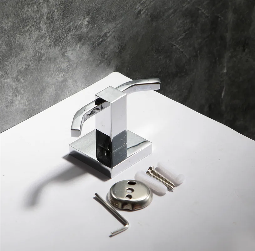 
Bathroom double sided wall hook metal towel hanging brass accessories set 