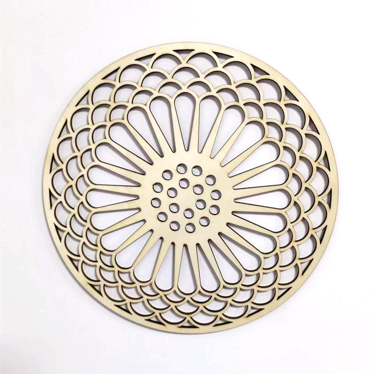 flower wooden  round wall art sacred geometry yoga meditation spiritual home decor