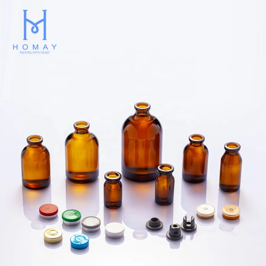 Sterile 50ml 100ml 250ml 500ml amber clear injection infusion molded glass vial bottle for pharmaceutical liquid medicine