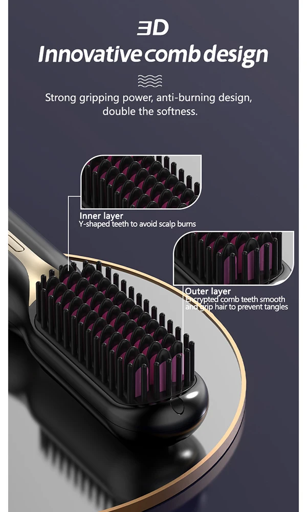 Straightener Brush Hair Beard Brush Portable Charged Battery Men Styling Tools Dryer Straightener for men Styler Hair Caring