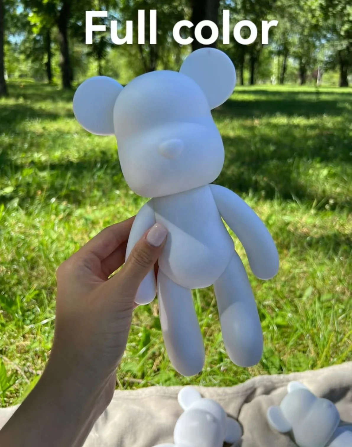 Free Tools Purple Grid Global Violent Bear Doll DIY Painting Teddy White Bear Doll Ornament Model Toy Violent Eerie Fluid Bear