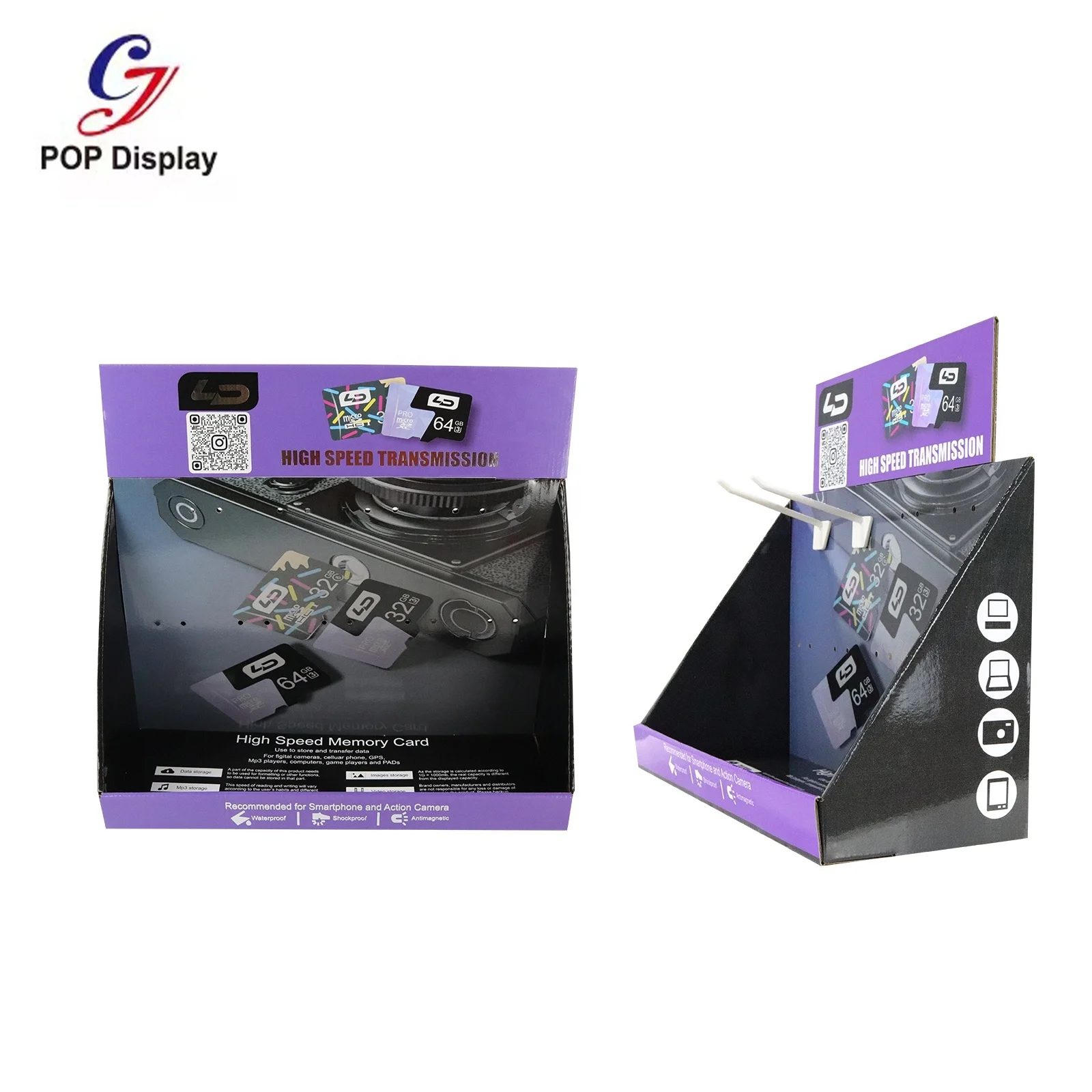 Manufacturer Hooks Hanging Mascara Cardboard Counter Display Paper PDQ Counter Top Retail Packaging Boxes For Promotion Eyelash