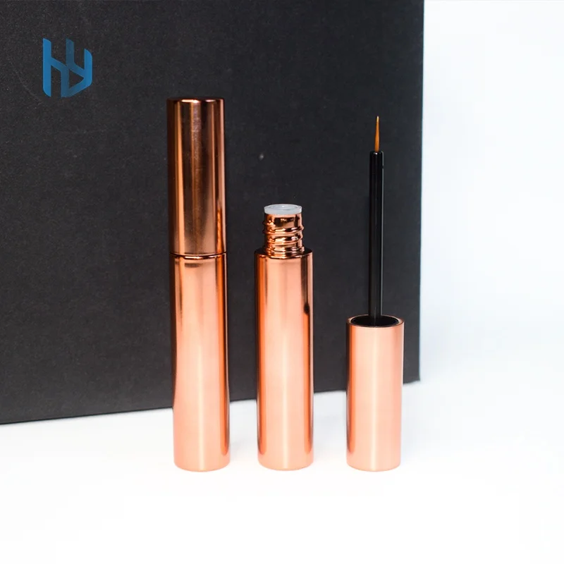 Hot selling OEM high quality round eyeliner glue tube ABS 10ml rose gold Private Label Eyelash Serum tube