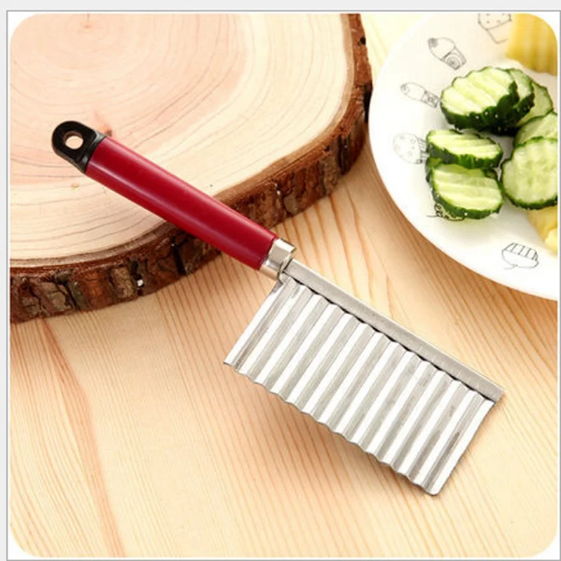 Potato French Fry Cutter Stainless Steel Kitchen Accessories Serrated Blade Easy Slicing Banana Fruits Potato Wave Knife Chopper