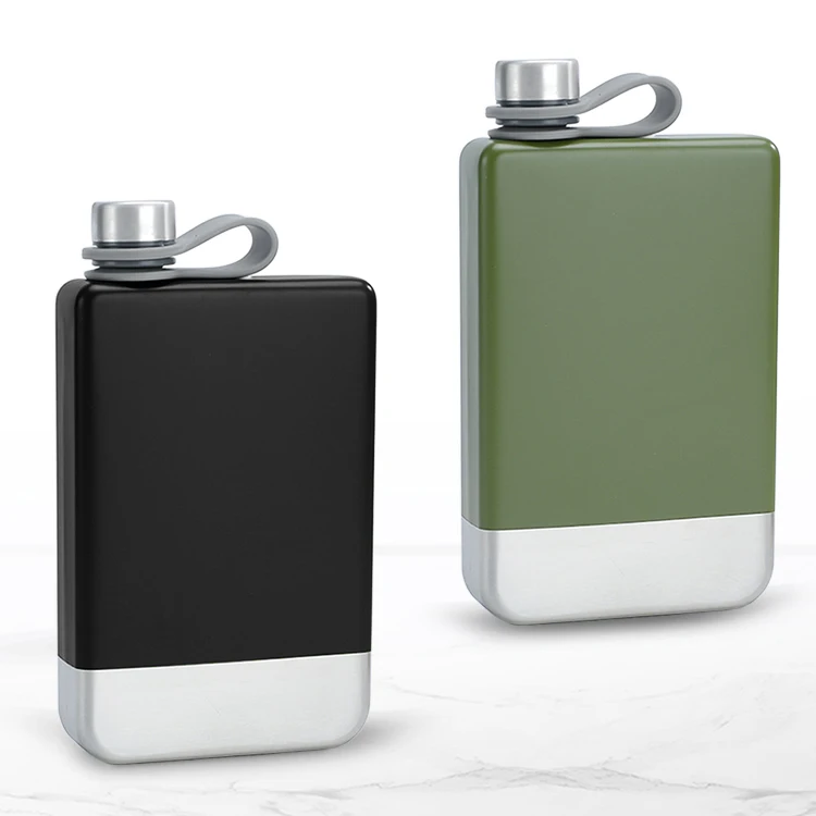 New Design Wholesale Portable Square Metal Whiskey Hip Flask Stainless Steel Whisky 8oz Liquor Hip Flask for Alcohol