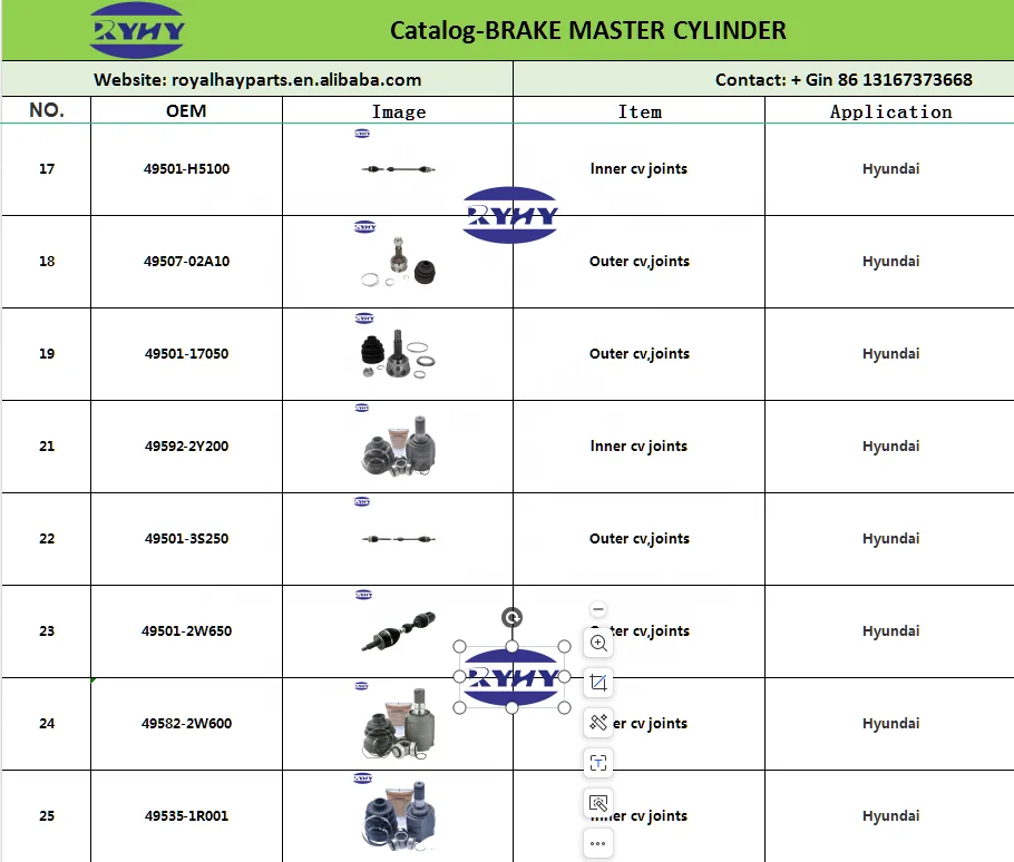 Заводская цена 49500-2B010 cv суставы для Hyundai SANTA FE