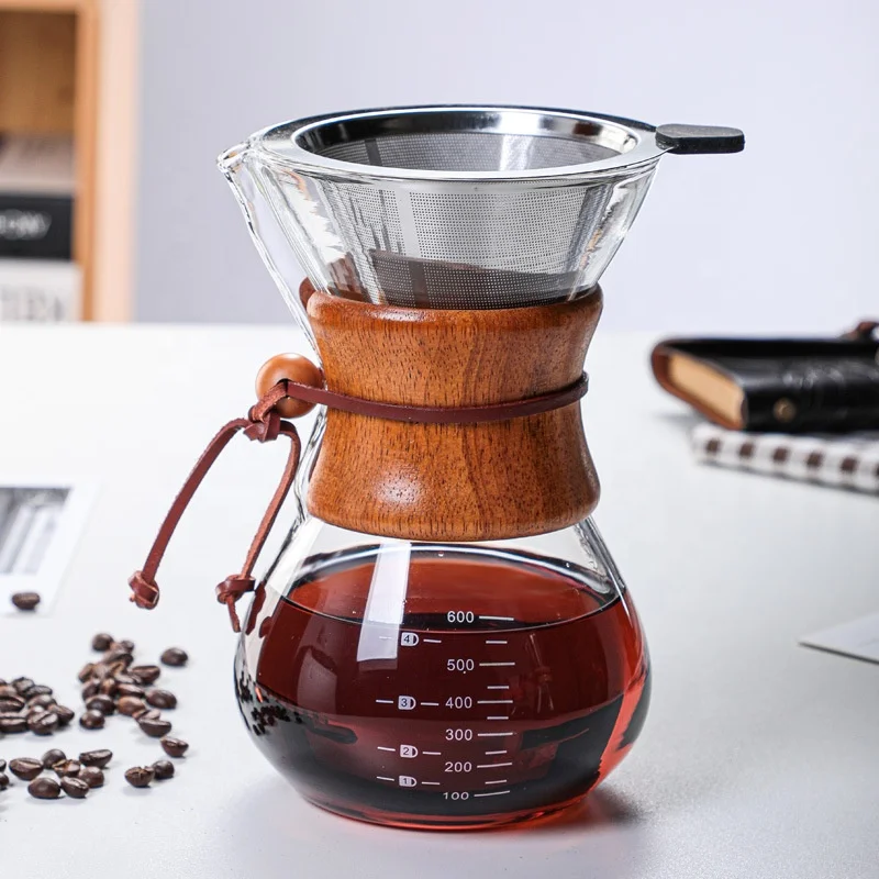 Кофейник-капельница из прозрачного стекла V60 набор капельных капельниц боросиликатного для приготовления