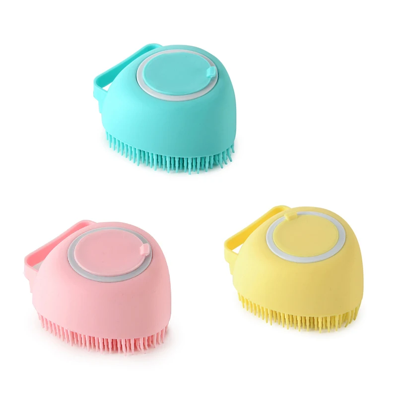 Premium Quality Ultra Soft Baby Massage Brush Exfoliating Silicone Shower Body Bath Brush with Shampoo Dispenser