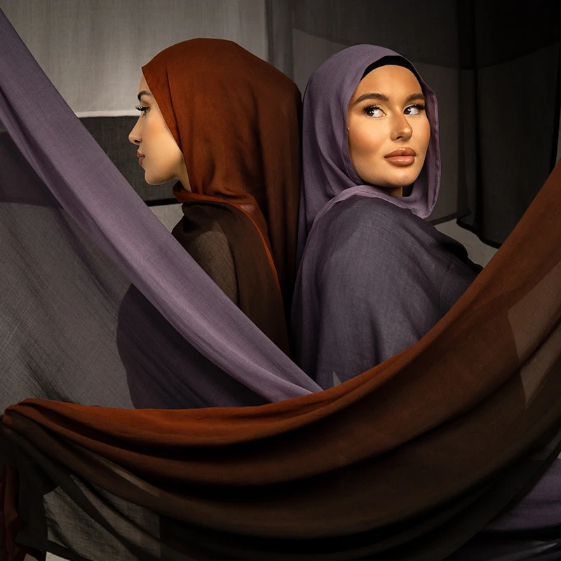 FRC ombre Modal Hijab for Women Muslim Headwear cotton Scarf double stitching hijab Long Islamic Lightweight modal  soft hijab