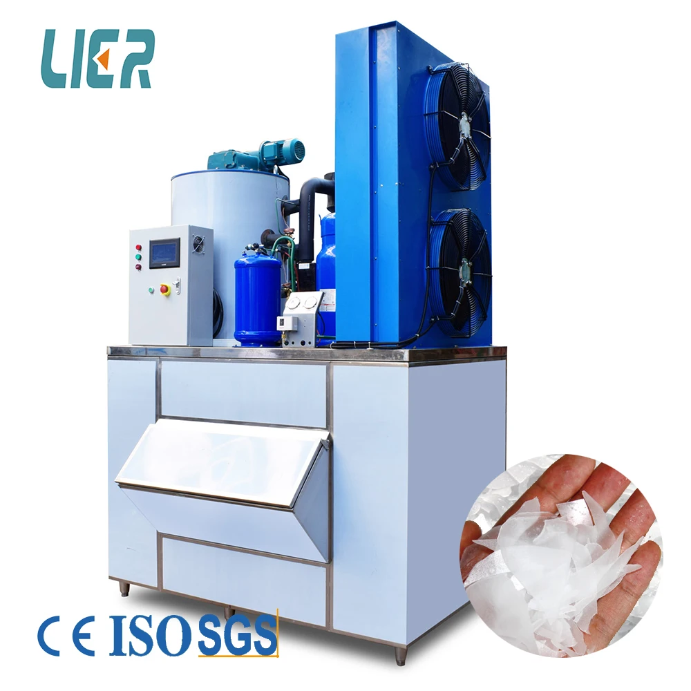 Small Ice Flake Making Machines Commercial Industrial Ice Maker Fresh Sea Water Flake Ice Machine Air Cooling For Sea Food Fish