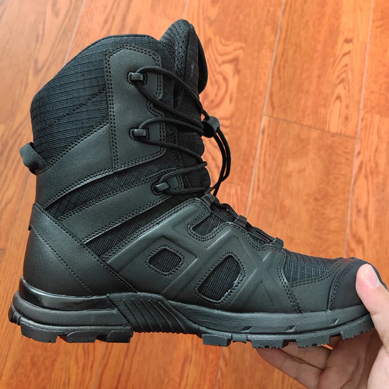 Non-slip Microfiber Sand Tactics Boots Hiking Mid Height Men Boots Combat Training Shoes Tactical Boots Brown Khaki Tan 10 Pcs