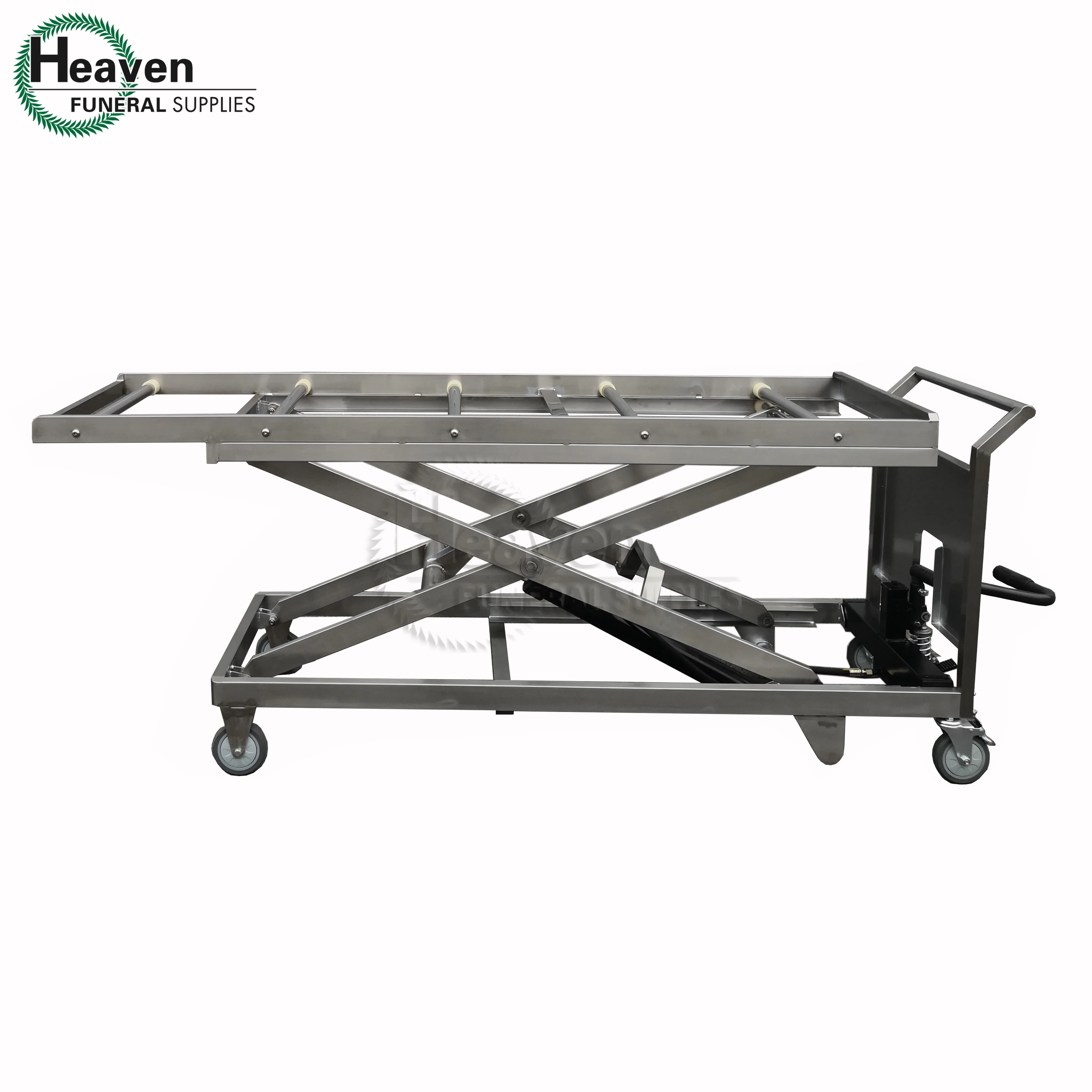 Hydraulic Morgue Trolley Funeral Equipment 304 Stainless Steel Mortuary Body Lifter Trolley Corpse Cart