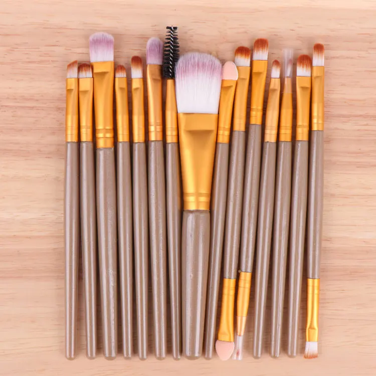 
15pcs new plastic handle makeup brush set wholesale make brush cosmetic tools 