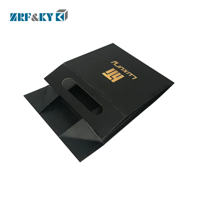 Custom Luxury Brand Logo Printed Black Rigid Foldable Gift Collapsible Products Set Packaging Paper Box