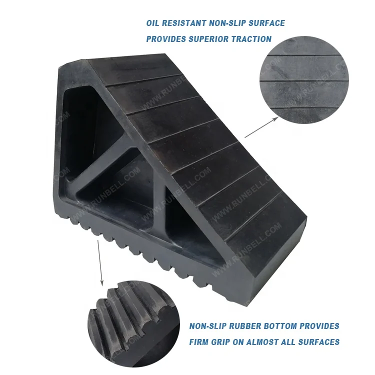 Travel Accessories Heavy Duty Wheel Chock Blocks Rubber Tire Stoppers with Handle for Automotive Car