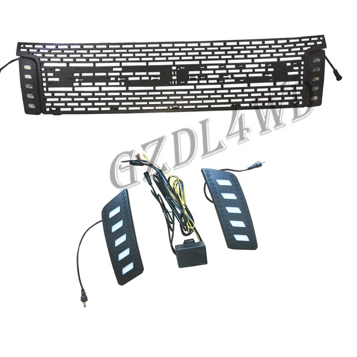 For ranger T6 2012-2014 black front grille replace trim with LED