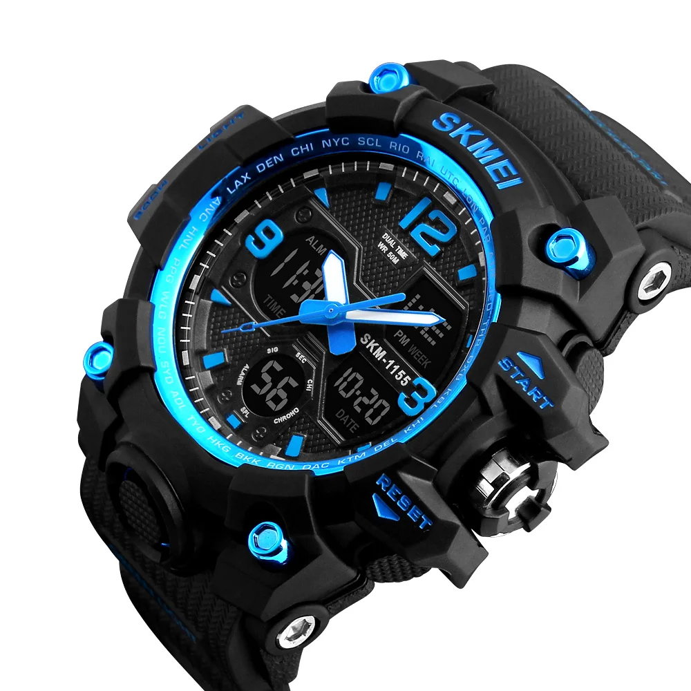SKMEI 1155B G Watch Style Digital Watches Analog Digital Luxury LED Display Sport For Men top good quality watches