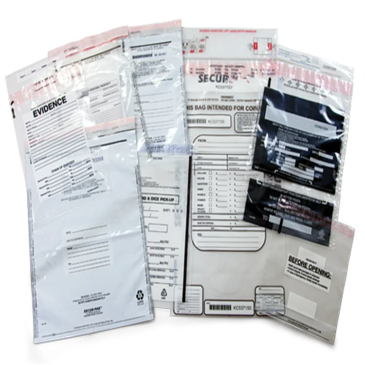 Logo Security Bags Custom Deposit Bags Plastic Bank Deposit Security Sealed Tamper Evident Bags