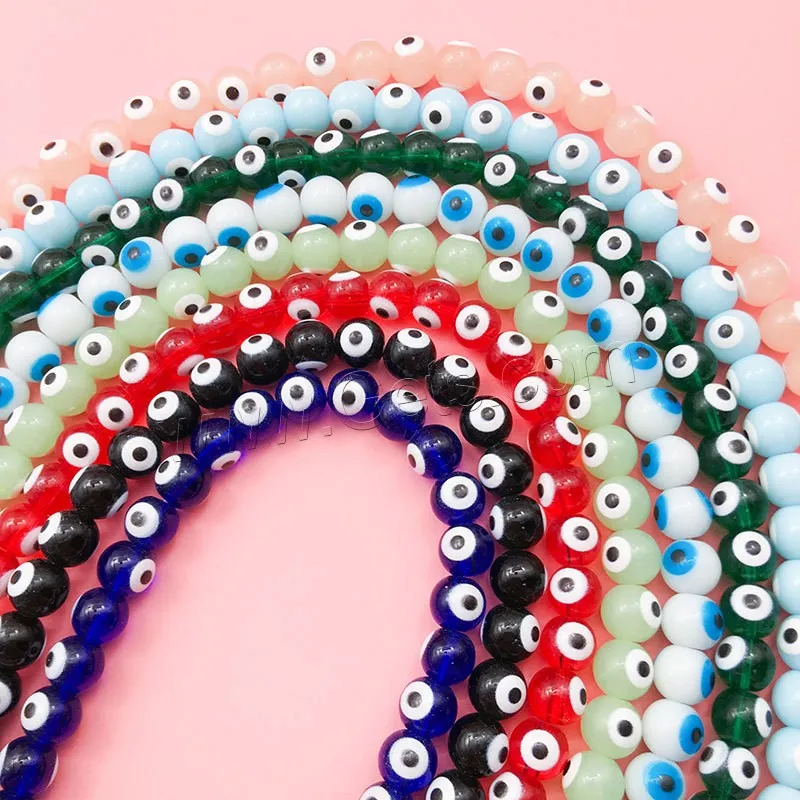 Fashion Glass Beads round blue eye beads for jewelry making bulk 8mm 52 /Strand