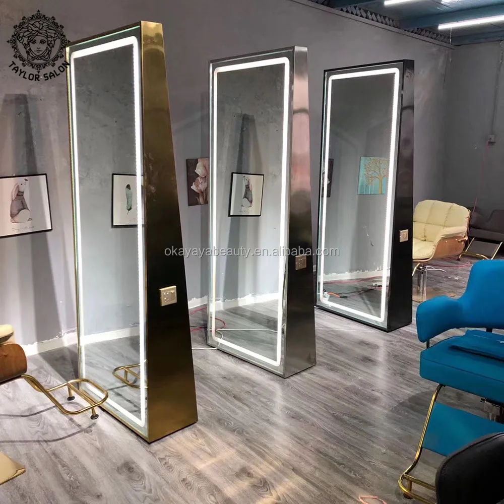 2022 saloon furniture salon station double sided hair styling stations barber mirror station