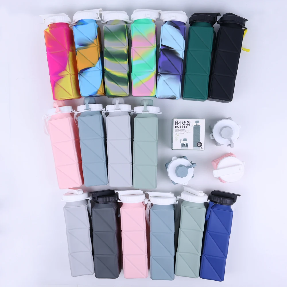 Leakproof Portable Camp Outdoor Travel Custom Food Grade Bpa Free Silicone Bottle Water With Silicone Cover Lid For Kids