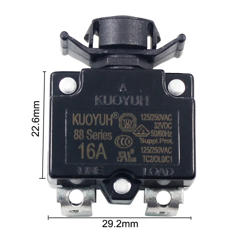 Kuoyuh 88 Series 16A Metal Nut Resettable Thermal Motor Protection Circuit Breaker