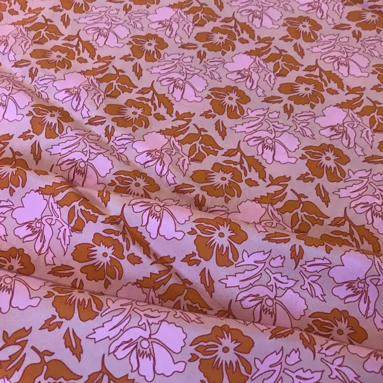 Floral  design 100% pure silk Digital printed silk  fabric 100% silk   mulberry soie seda for dress