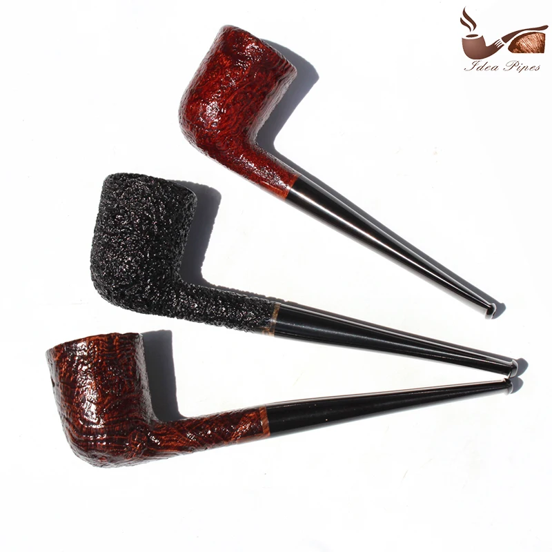 Briar Pipes Tobacco Smoking Pipe Carved/Sandblast  None Filter Straight Pipe Dublin Shape #L214