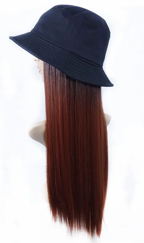 Fashionable hat wig Long Straight High heat Synthetic hair wigs with hats