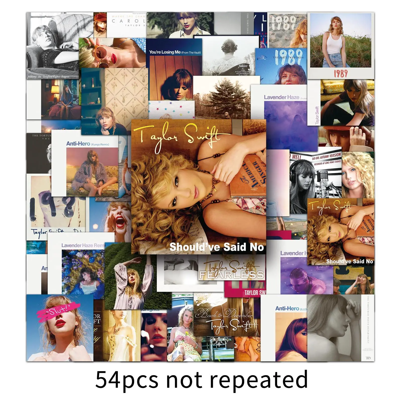 54Pcs Classic Taylor Album Cover Graffiti Stickers for Fans Bottle Phone Decor Swift Fashion Photo Sticker