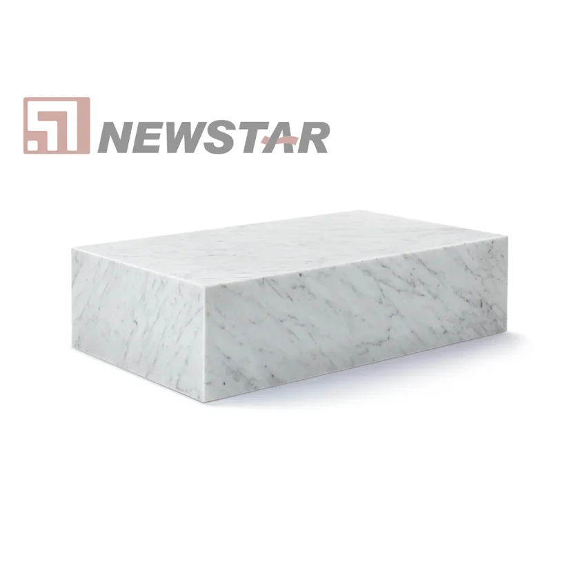 Factory hot sale living room coffee sofa side table white cararra rectangle desk plinth fashionable coffee shop table modern