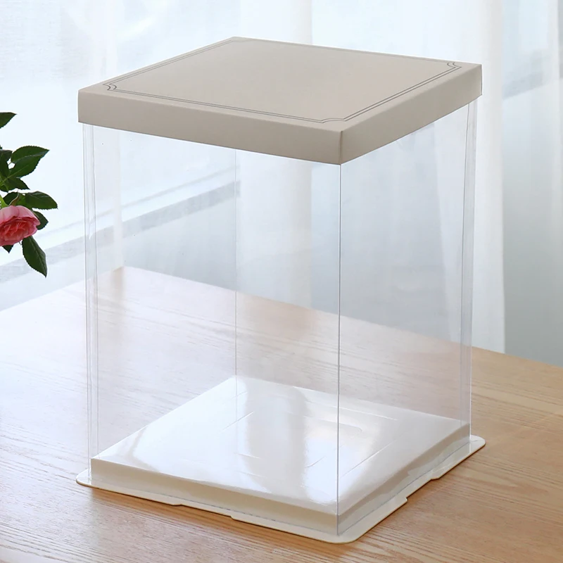 
Eco-friendly Material Gift Packing Box Container Double Filmed Plastic Cake Decoration Supplies 