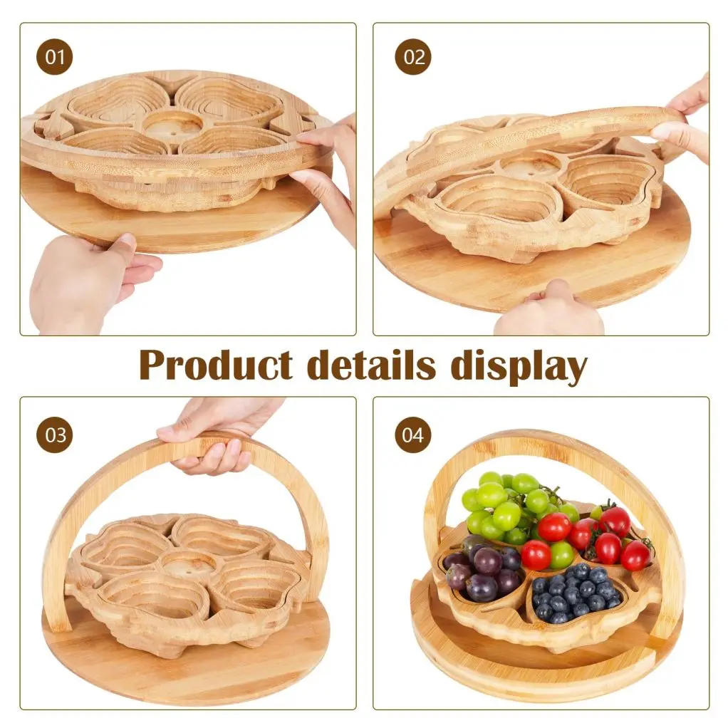 Factory Customized Foldable Vegetable Storage Basket Multi-style Fruit Bowl Holder Basket Bamboo Fruit Storage Baskets