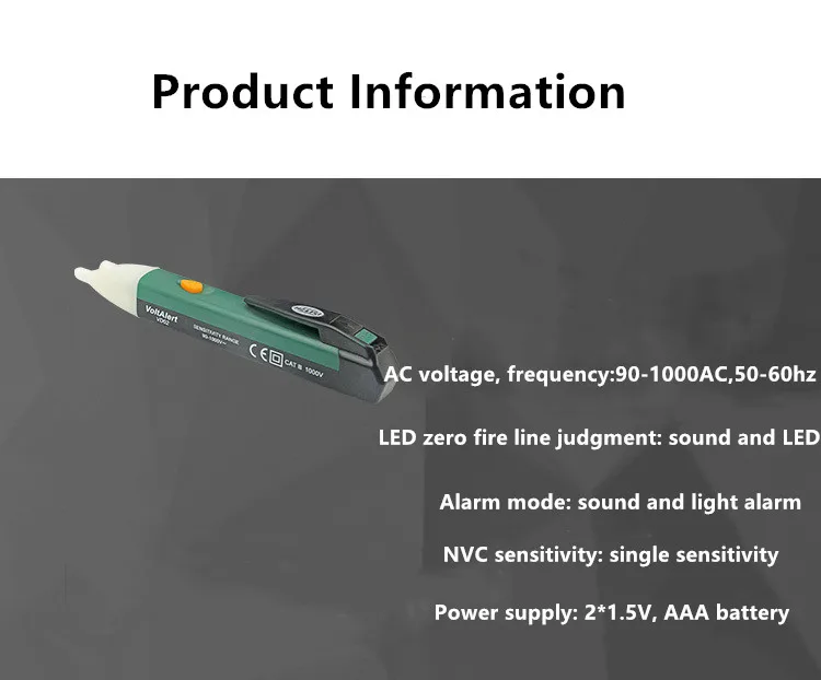 Safety Sound Light Alarm Intelligence Non Contact Electrical Test Pen With Induction Function