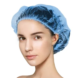 Waterproof Plastic Clear PE Hotel Transparent Hair Cover Disposable Bath Shower Caps
