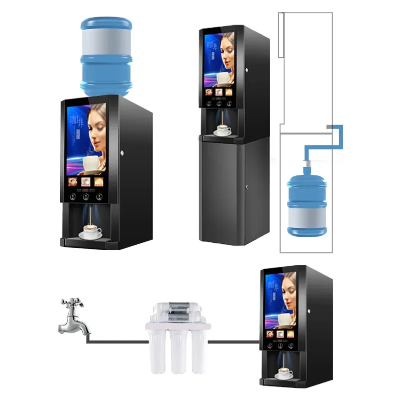 Commercial Intelligent Fully-Automatic Desktop 3 Hot Flavors Instant Coffee Vending Machine For Business