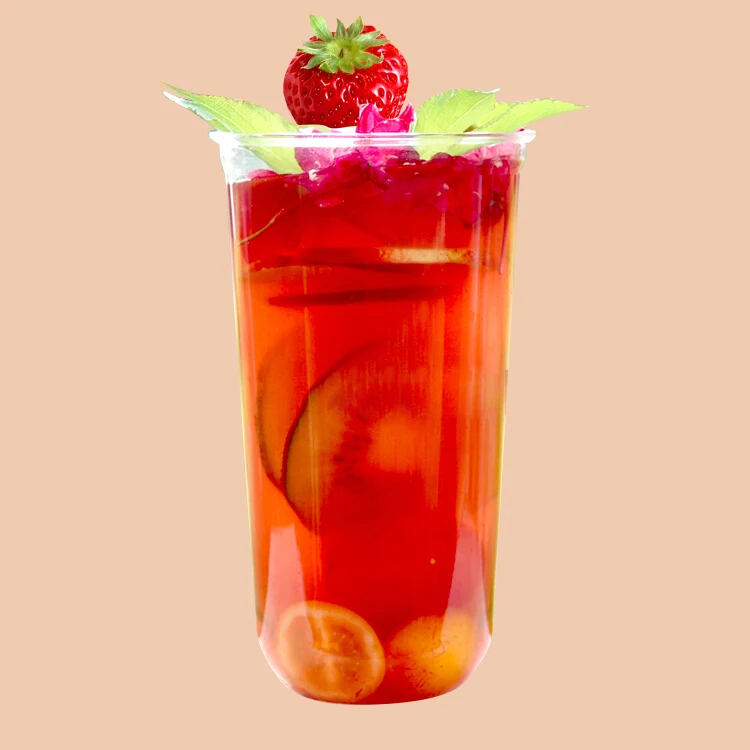 
U shape cup 360ml 500ml 700ml custom logo clear disposable plastic bubble tea food grade PP plastic cup 