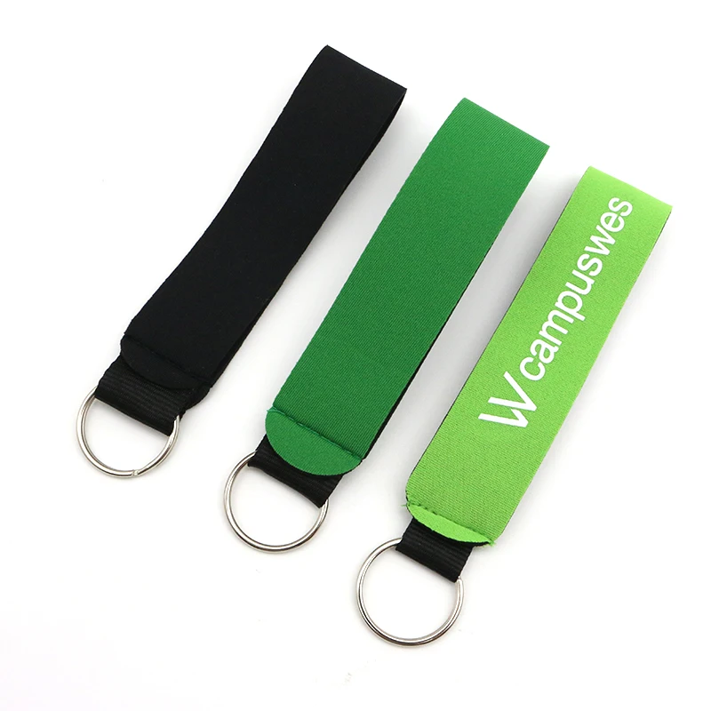 Waterproof Custom Silk Print Sublimation Logo Wrist Strap Motorcycle Wallet Neoprene Keychain