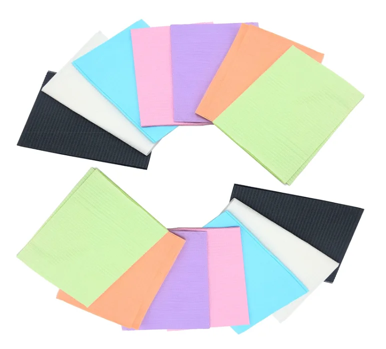 Medical Custom Disposable Dental Bibs Waterproof 33*45cm Bed Pads in Colorful Napkin Design