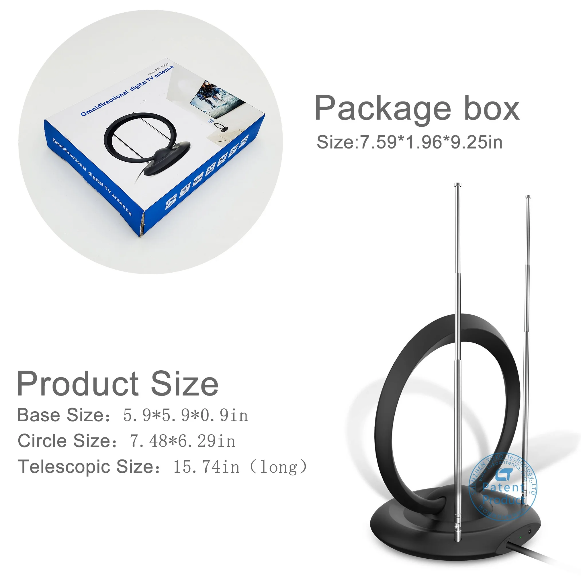 Hot sale 360 degree rotation omnidirectional telescopic antenna 1080P indoor hd digital multi-band hf vhf uhf tv antenna