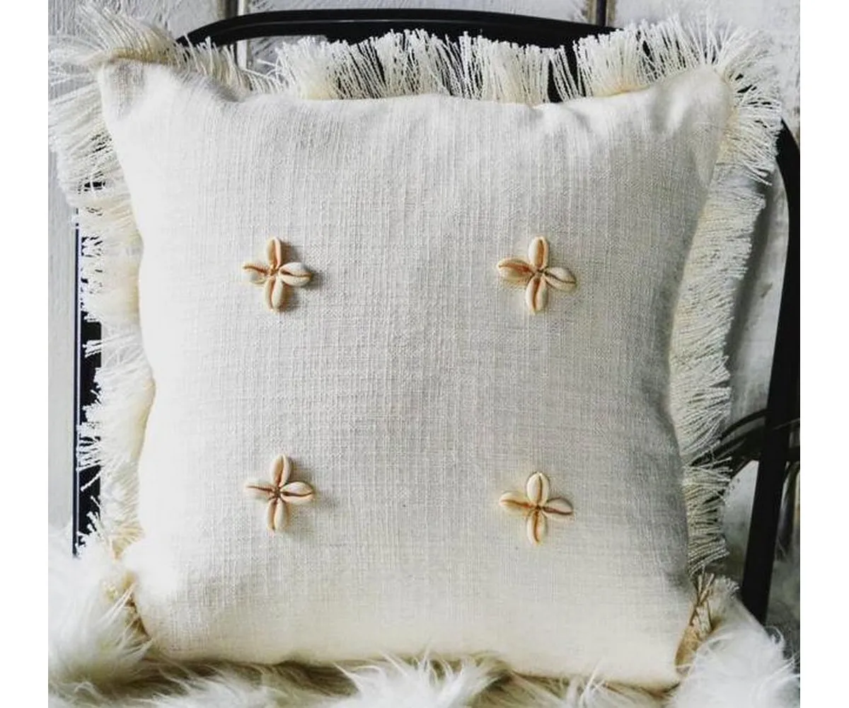 wholesale luxury product  linen  pillows cream white home decoration sofa fringe trim cushions