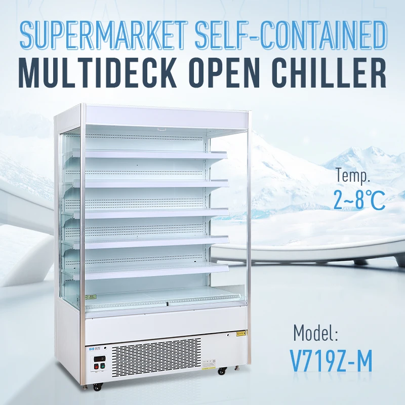Supersnow Double air curtain upright supermarket fruit vegetable open display refrigerator fridge