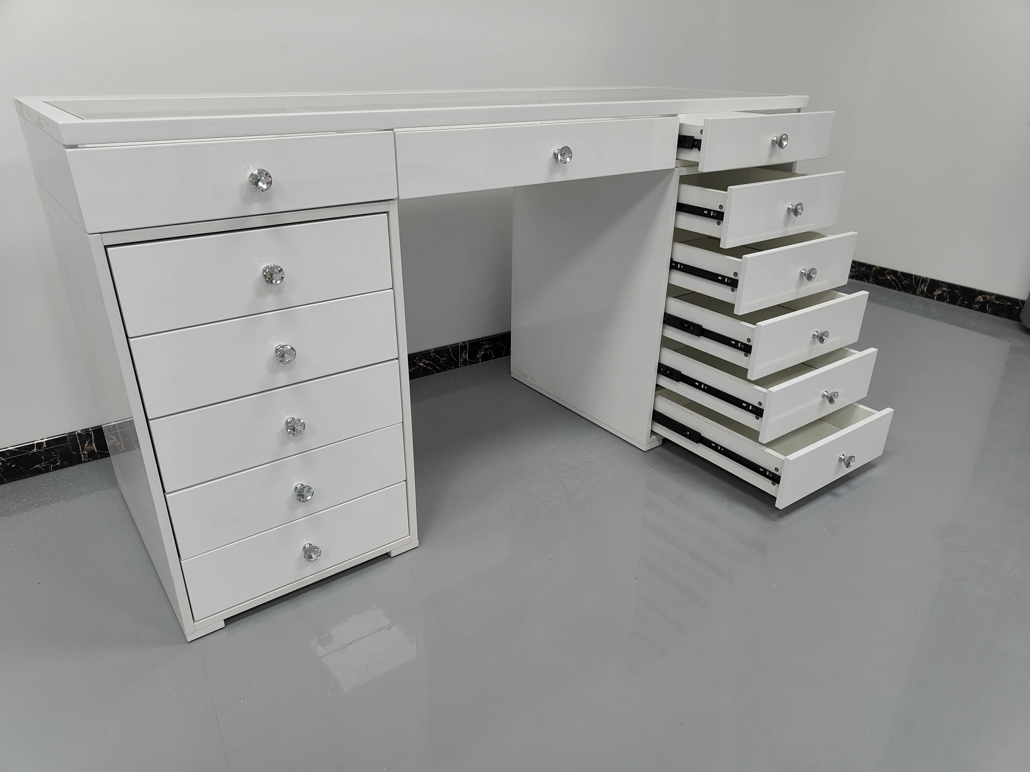 Best Price Makeup Wood Dressing Table Grey Natural Bedroom Furniture 1 Piece Storage Modern Wooden Table Solid Wood Birch MDF