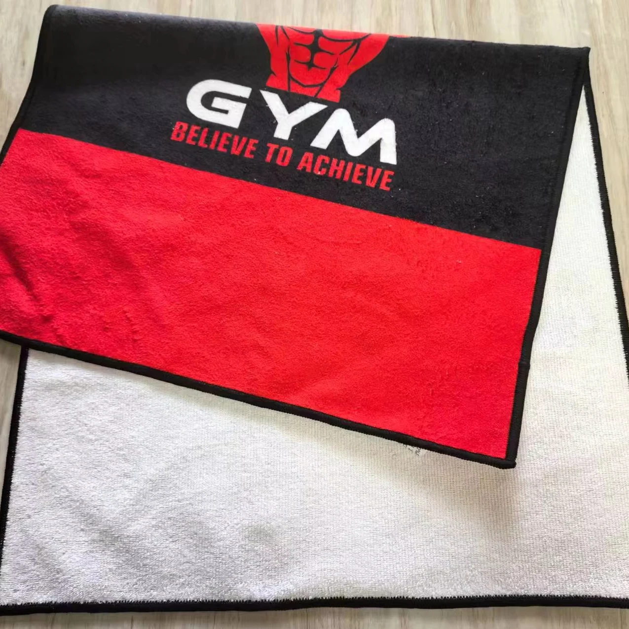 Custom Gym Sublimation Blanks White Polyester cotton blend beach towel for printing