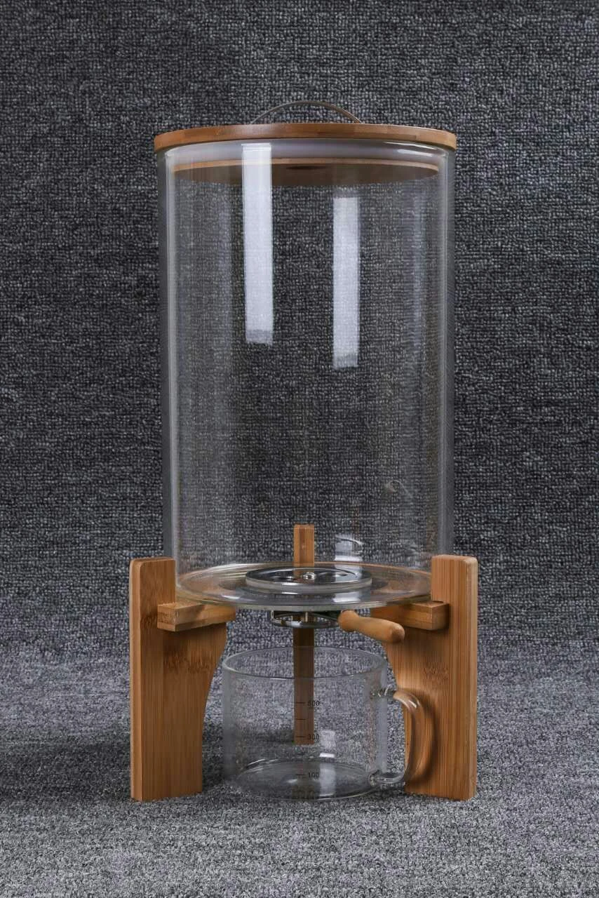 5 L 8L Flour And Cereal Container Rice Dispenser With Bamboo Stand Measuring Cup