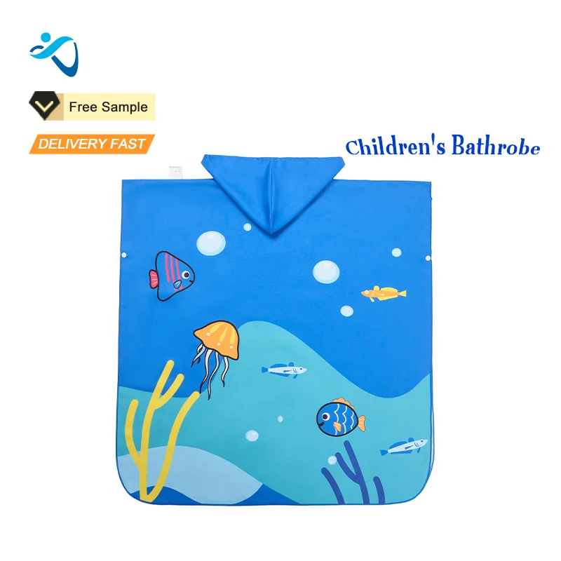 New product Kids Cartoon Beach Children Printed Hooded Towel Cartoon Ponchos Beach Towel