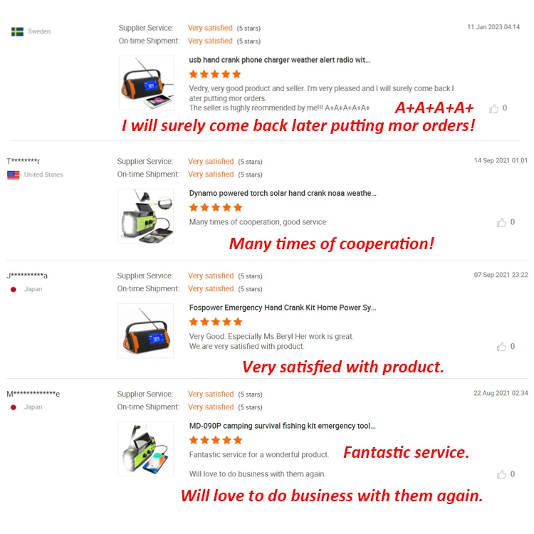 OEM Factory Portable Rechargeable 2000mah Emergency Radio Solar Hand Crank with Cell Phone Charger