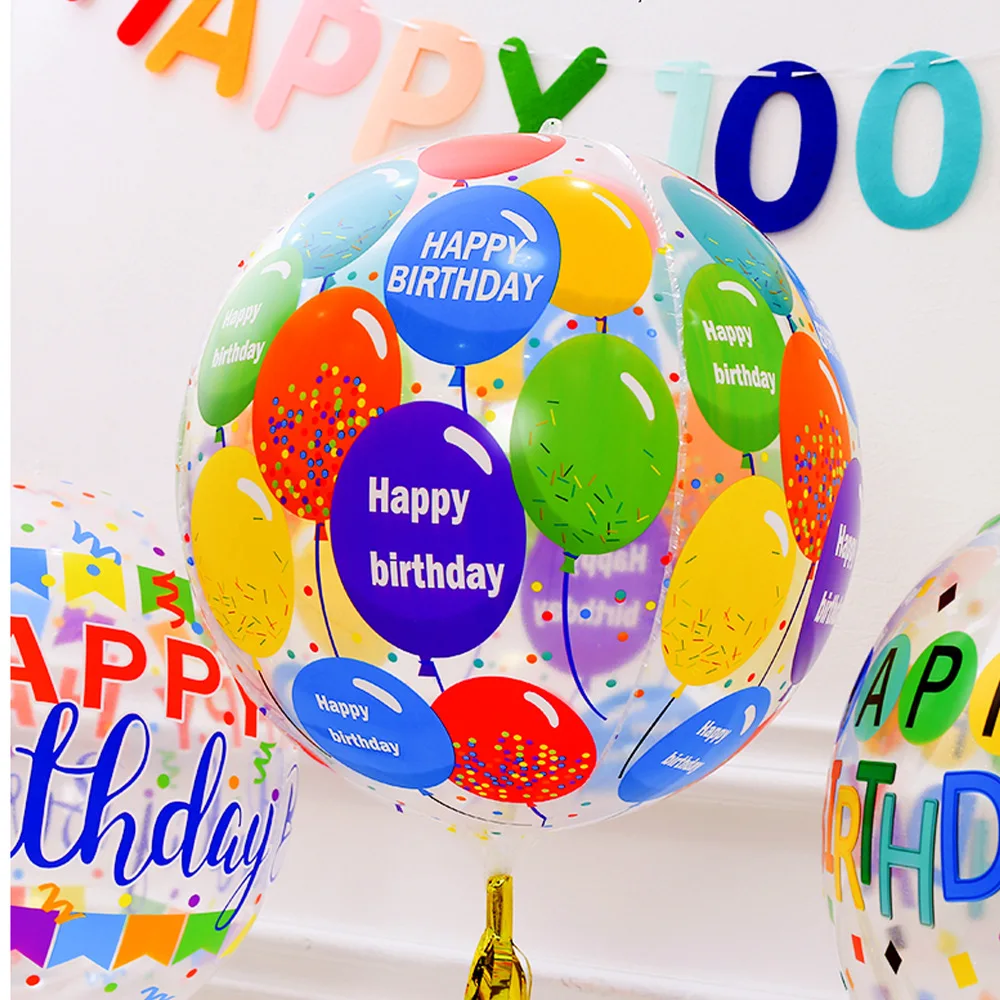 New 22inch color happy birthday party decoration 4D bobo balloons printed